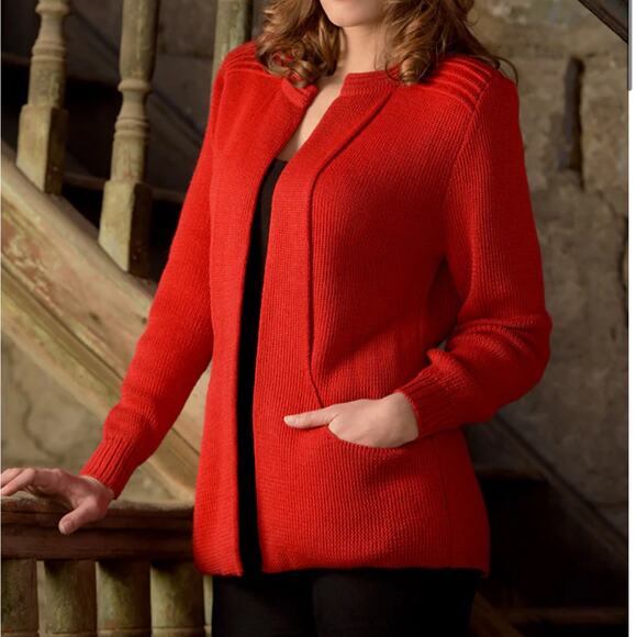 Peruvian Link Ebel cardigan sweater 100% alpaca bright red women’s one size - Picture 6 of 9